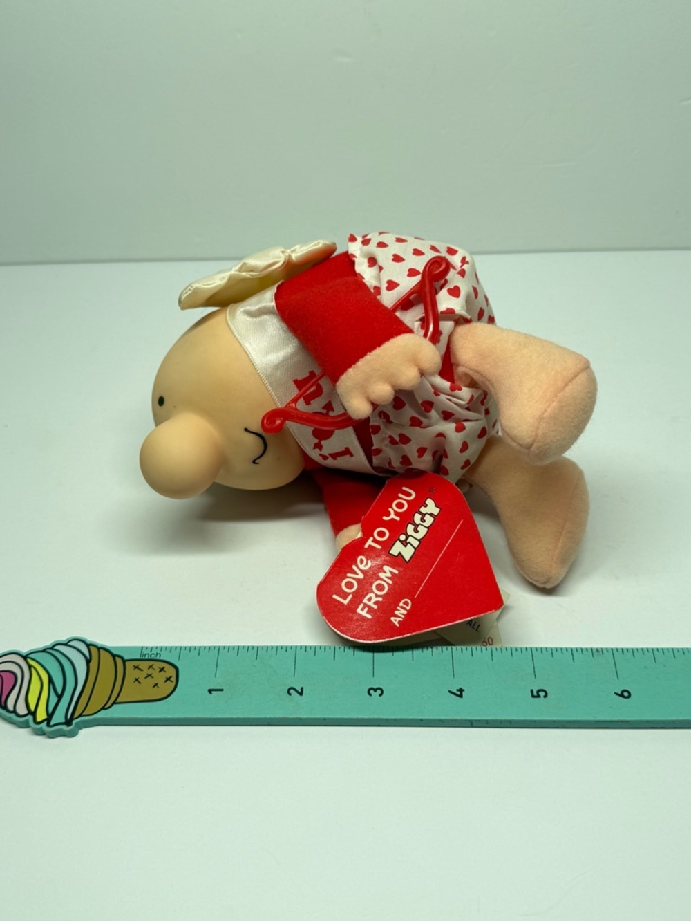 Vintage 1988 Valentine's Day Ziggy Cupid Plush Toy by American Greetings W Tags - Picture 11 of 11